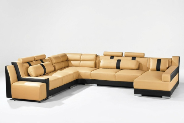 Leather Sofa Couch Upholstery Corner U-Shape Living Landscape Corner Set Sofas