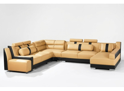 Leather Sofa Couch Upholstery Corner U-Shape Living Landscape Corner Set Sofas