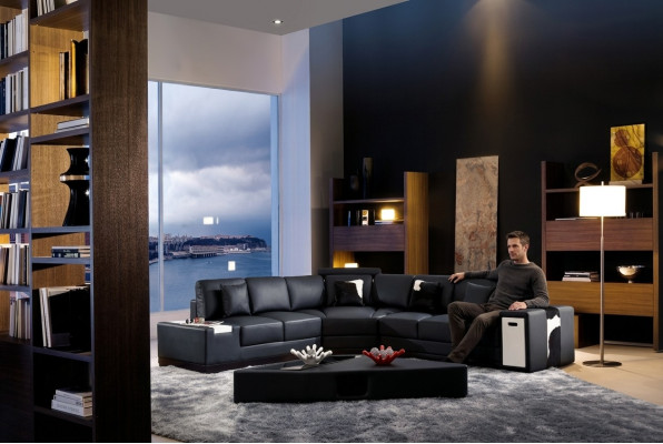 Designer corner sofa upholstered living landscape leather couch sofas sofa XXL