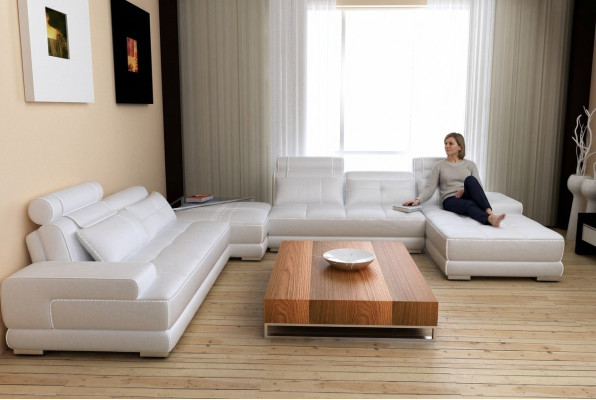 Modern design upholstery living landscape leather sofa couch seat