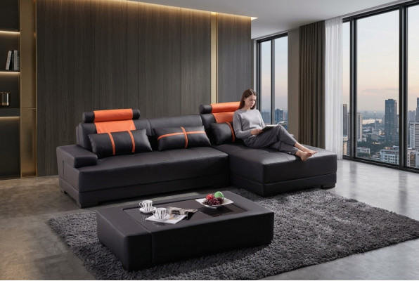 Designer upholstered leather sofa couch L-shape modern sofa sofas couches