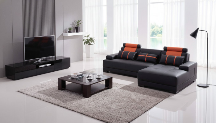 Designer upholstered leather sofa couch L-shape modern sofa sofas couches