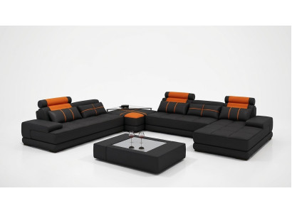 Designer upholstered leather sofa couch U-shape modern sofa living landscape