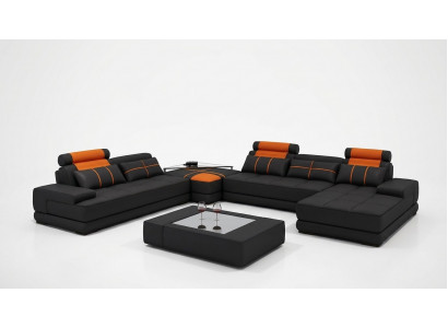 Designer upholstered leather sofa couch U-shape modern sofa living landscape