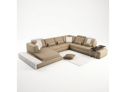 XXL Design Upholstery Set Leather Sofa Couch U-Shape Modern Sofa