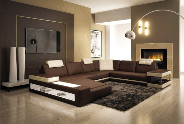 Big XXL leather sofa couch seat cushion U-shape suite sofas leather