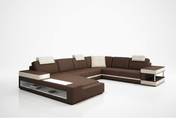 Big XXL leather sofa couch seat cushion U-shape suite sofas leather