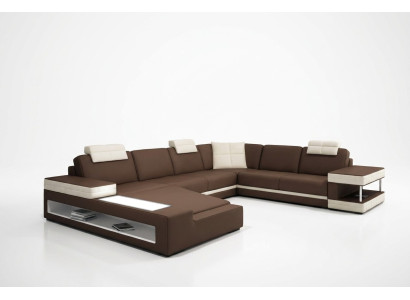 Big XXL leather sofa couch seat cushion U-shape suite sofas leather