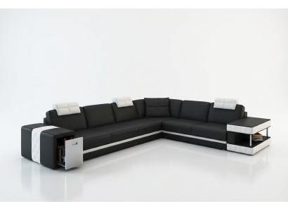 Leather sofa couch upholstery corner seating corner set living room