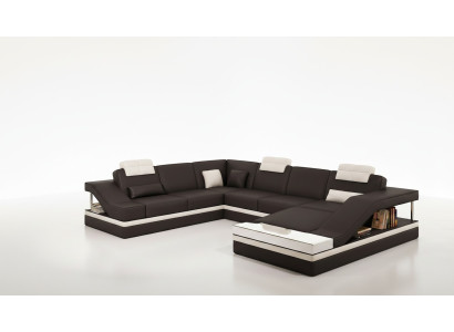 Modern living room corner sofa landscape big XXL leather sofa