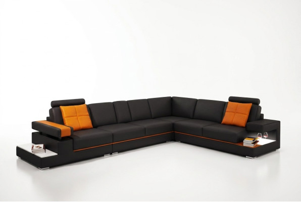 Modern living room corner sofa couch leather sofa with lighting sofa