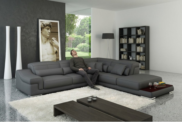 Multi-function reclining sectional leather sofa couch upholstered corner seating set