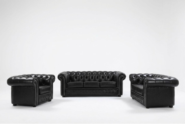 Chesterfield sofa couch upholstery seat complete set suite leather sofas new.