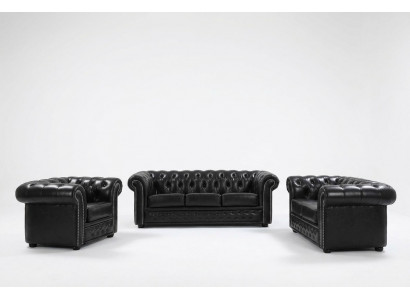 Chesterfield sofa couch upholstery seat complete set suite leather sofas new.