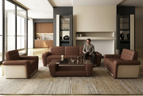 Leather sofa couch upholstery seat couches 3+2+1 complete set modern