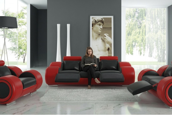 Leather sofa couch living landscape 3-seater design modern sofa 3-seater Berlin
