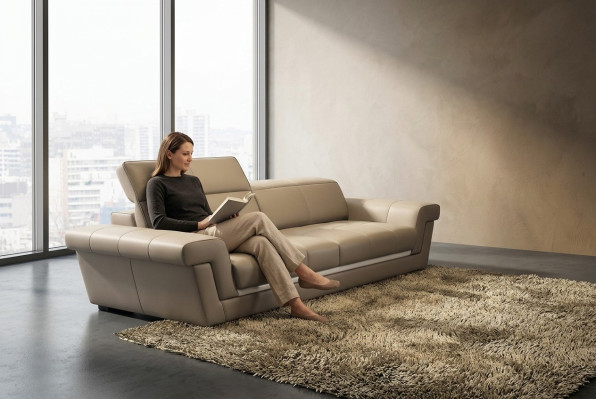 Leather sofa couch landscape 3-seater design modern sofa 5136_3ER
