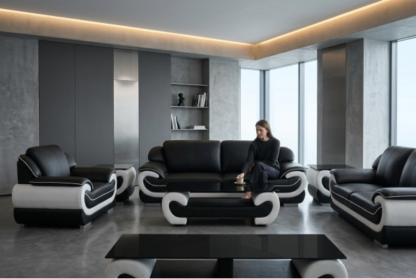 Leather sofa, couch, living room landscape, 3-seater, design, modern, sofas.