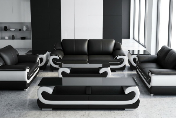 Leather sofa, couch, living room landscape, 3-seater, design, modern, sofas.