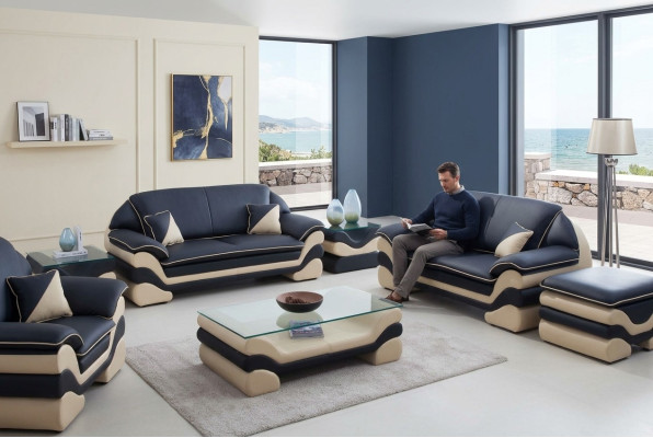 Leather sofa couch living room set 3+2 seater design sofa classic suite