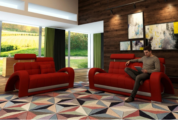 Leather sofa couch living landscape 3+2 seater design modern sofa 2232