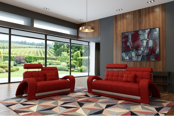 Leather sofa couch living landscape 3+2 seater design modern sofa 2232