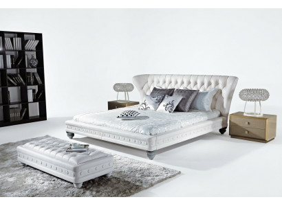 Designer double bed leather Chesterfield hotel luxury bedroom