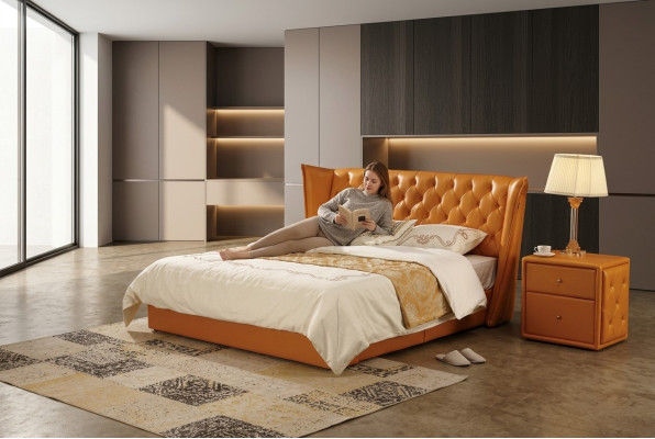 Designer double bed bed beds leather chesterfield luxury hotel bedroom