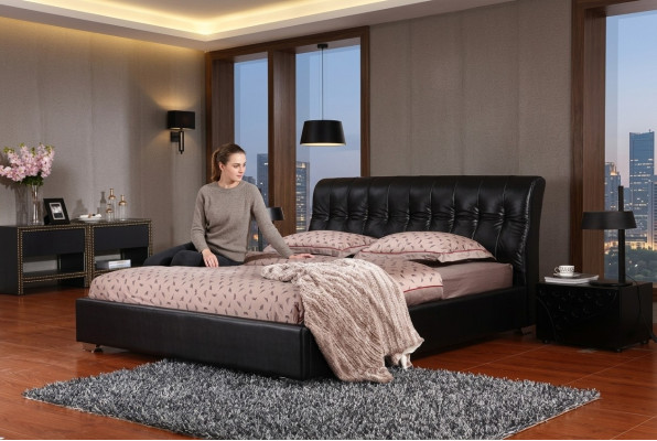 Designer bedroom double bed beds leather hotel luxury upholstery
