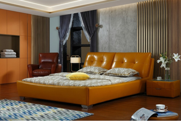 Designer bed, bedroom, double bed, beds, leather, hotel, luxury, upholstery