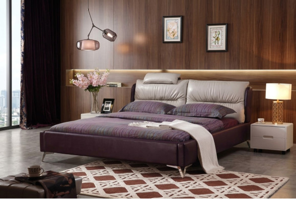 Modern luxury design bed XXL beds style decor hotel double leather 140 160