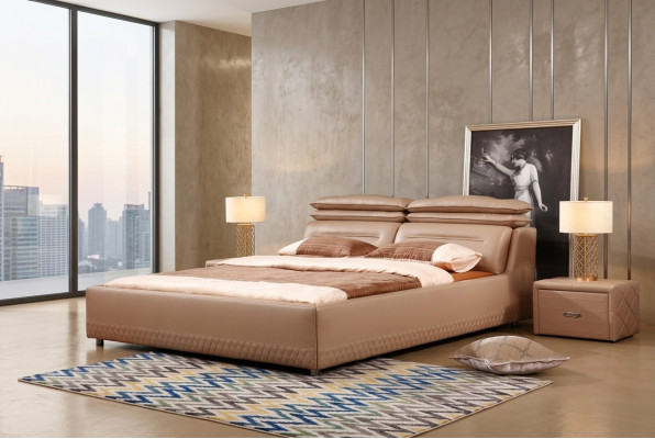 Modern design bed XXL luxury hotel bed style double leather 140 160