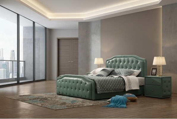 Modern design hotel bed XXL beds luxury double leather Chesterfield 180x200cm