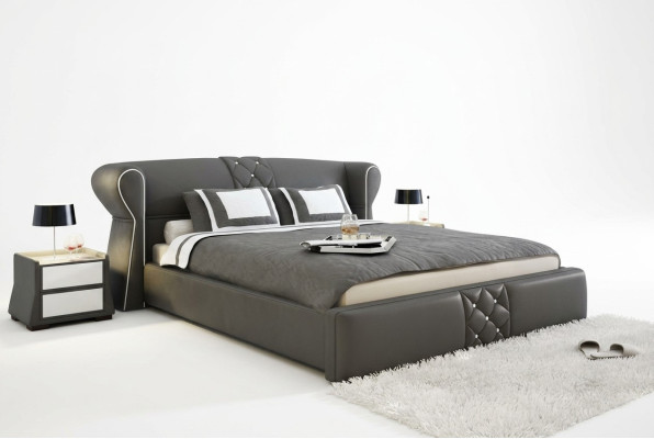 Leather Upholstered Bed Beds Hotel Classic Designer Double Marriage Bedroom New