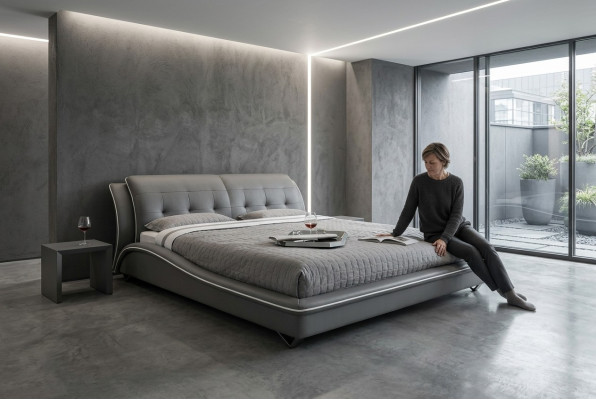Modern design bed XXL beds luxury style double hotel leather