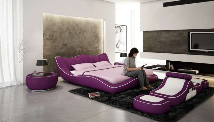 Modern design bed XXL decorative beds luxury style double hotel leather