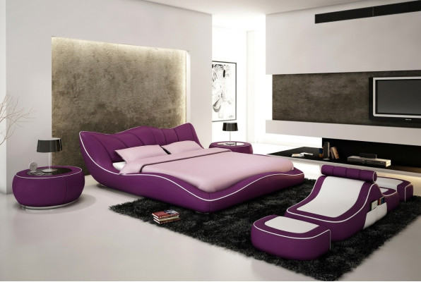 Modern design bed XXL decorative beds luxury style double hotel leather