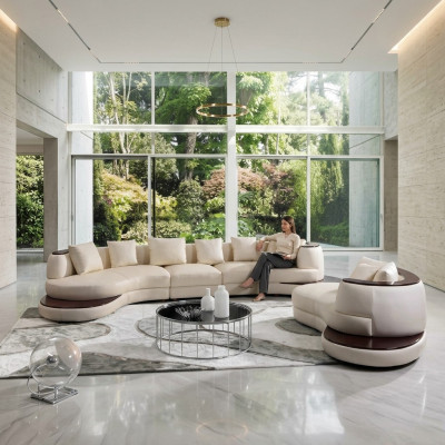 Modern sofa set corner sofa leather sofa couch upholstery round island