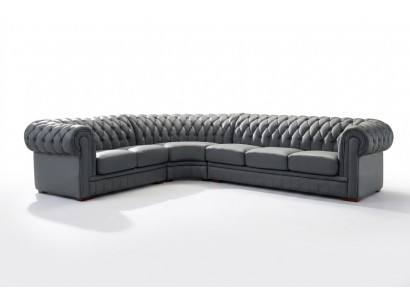 Classic Chesterfield Upholstered Seat Corner Leather Decor Set Living Landscape