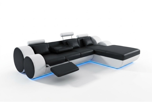 Leather sofa couch living landscape L-shape design modern sofa 3085