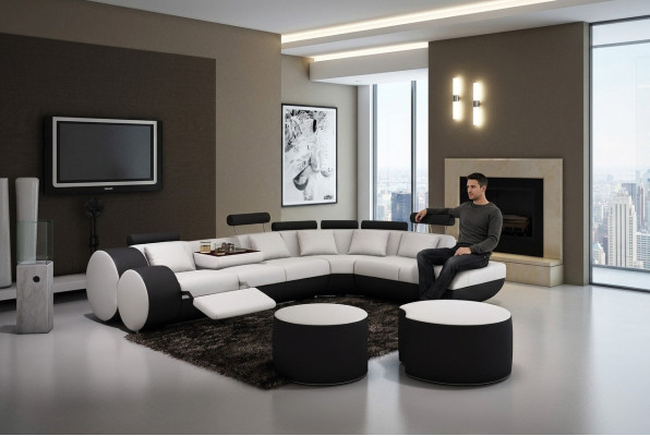 XXL multifunctional leather couch sofa big sofa upholstered corner sofa modern