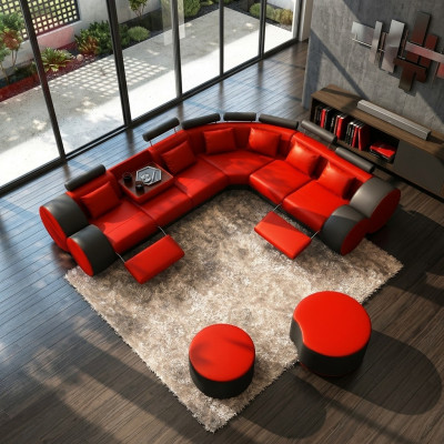 XXL multifunctional leather couch corner sofa big sofa upholstered corner sofa decor modern
