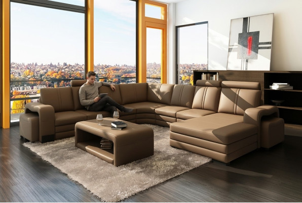 XXL multifunctional leather couch sofa big sofa cushion decor corner sofa modern