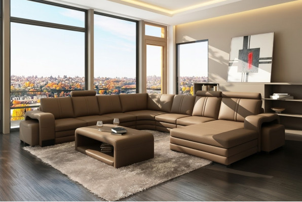XXL multifunctional leather couch sofa big sofa cushion decor corner sofa modern