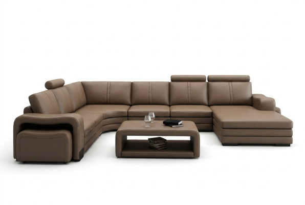 XXL multifunctional leather couch sofa big sofa cushion decor corner sofa modern