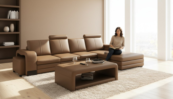 XXL multifunction leather couch big sofa decor upholstery corner sofa modern