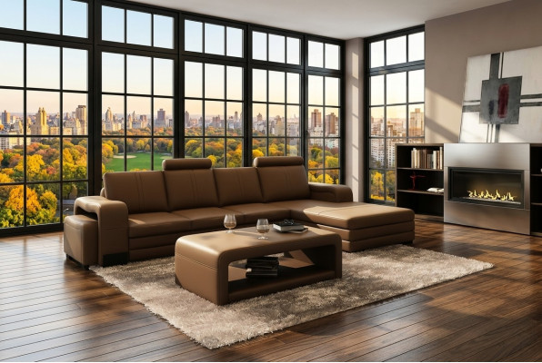 XXL multifunction leather couch big sofa decor upholstery corner sofa modern