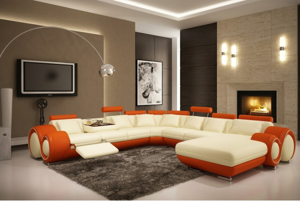 Multifunctional Leather Couch Sofa Upholstered Corner Sofa Modern XXL Big