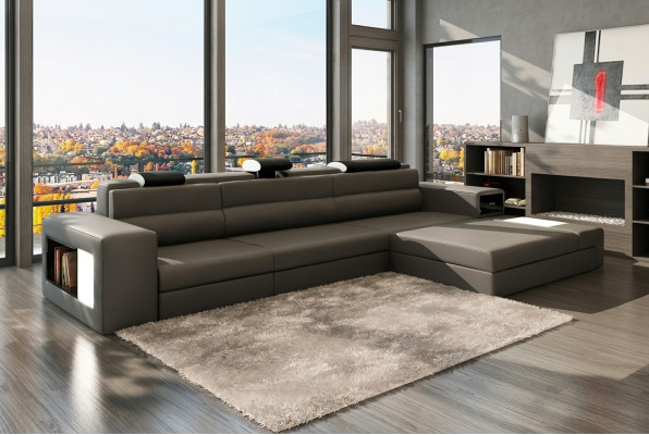 Design XXL corner sectional sofa couch L-shape leather sofa set