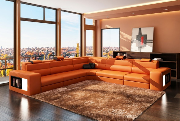 Design XXL Big Corner Upholstered Corner Sofa Couch Leather Sofa Set L Shape
